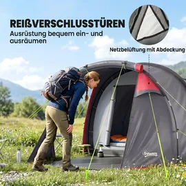 Outsunny Tunnelzelt 2-3 Personen Grau