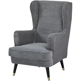 Home Affaire Ohrensessel HOME AFFAIRE "ZILLER, TV-Sessel, frei im Raum stellbar, in Cord und Samtvelours", grau, B:70cm H:105cm T:91cm, Holzgestell, Schaum-Polsterung, Holzbeine und pflegeleichter Bezug, Sessel, Ohrensessel, Holzfüsse mit dekorativen Metallhülsen,