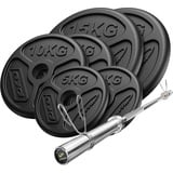 Marbo Sport Set 75kg | olympische Langhantelstange 180 cm + Hantelscheiben 2x15kg, 2x10kg, 2x5kg - Marbo Sport