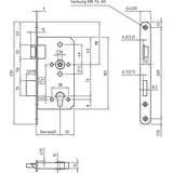 BMH Fluchttürschloss 1028, PZ 72, 1-flg. Funk. B/EN 179, links, DM65/24, Edelstahl