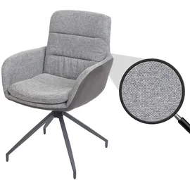 Mendler Esszimmerstuhl HWC-K32, Küchenstuhl Lehnstuhl Stuhl, drehbar Auto-Position, Stoff MVG ~ grau-dunkelgrau