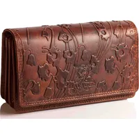 Matador Leder Damen Geldtasche |VENEDIG| Geldbörse Blumen Braun