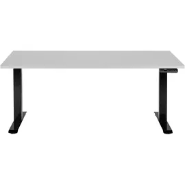 Beliani Schreibtisch DESTINES in Grau/Schwarz | Schwarz Melamin 160x72cm Elektrisch Höhenverstellbar Rechteckig mit USB Metallgestell Modern Büro Steh-sitz-tisch Stehtisch
