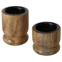 Boltze GRUPPE GmbH Kerzenhalter Kerzenhalter aus Holz NUMLI, Mangoholz, 2er-Set (Kerzenhalter) braun