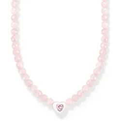 Choker THOMAS SABO "Choker Herz mit pinken Perlen, KE2181-035-9-L42V" Gr. 42, bunt (silberfarben, pink), Halsketten, Damen, 42, Silber 925 (Sterlingsilber), mit Rosenquarz, Zirkonia (synth.)