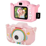 ZREE Kinder Kamera 1080P 2,0-Zoll-Bildschirm Kamera Kinder Kinderkamera (inkl. Selfie Digitalkamera Kinder Fotoapparat Kinder für 3-12 Jahre, Jungen und Mädchen Weihnachten Spielzeug) rosa