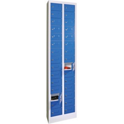 Pavoy Kleinfachschrank, 2 x 15 Fächer, Korpus Lichtgrau/ Front Enzianblau