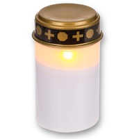 LED Grablichter für den Außenbereich - Batteriebetrieben, realistischer Flackereffekt, 6 Monate Leuchtdauer - Grablicht Grabkerze Grablampe (1 Stück, weiß)