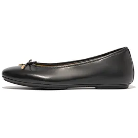 FitFlop DELICATO Bow Soft Leather Ballet Flats Black