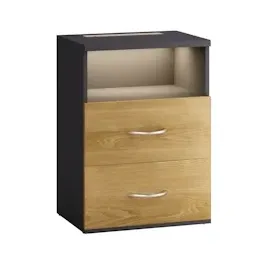 CASARIA Casaria® Nachttisch 2er Set mit Schubladen & Beleuchtung Holz Grau