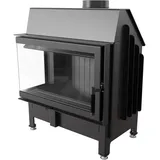 KRATKI Kamineinsatz ZIBI Links 11 kW Kaminkassette - Holzkamin - 2.BImSchV 15a B-Vg - Lufteinlass 125mm - Schwarzfarbe Kaminverkleidung - Hersteller KRATKI