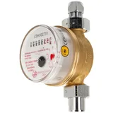 tecuro Waschtischzähler Einstrahlzähler ETW (Warmwasser) bis 90 Grad, Länge 80 mm, 3/4 Zoll AG, inkl. Verschraubungen