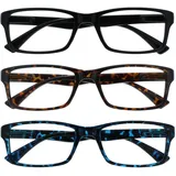 OPULIZE Die Lesebrille Unternehmen 3er-Pack Leser Schwarz Braun Blau Herren Damen Lesehilfe RRR92-123 +1,00