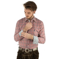 OS-Trachten Trachtenhemd Arkaya Langarmhemd mit Stickerei auf der Brust rot 37/38