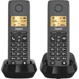 Gigaset Pure 120 Duo - 2 schnurlose Telefone mit Anrufschutz und ECO DECT - beleuchtetes Display - hörgerätekompatibel, anthrazit schwarz [Kompatibel in DE, IT, FR, NL, BE, Che, AUT]