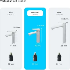 AM.PM Einhebel-Waschtischarmatur Hit Wasserhahn Bad aus Messing, Mischbatterie FTA02233 M-Größe Weiß