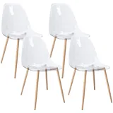 CangLong Satz von 4 Home Chair Modern Transparent Polycarbonat Robuste Esszimmerstühle mit Metallbeinen für Küche Esszimmer & Gardon