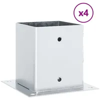 vidaXL Pfostenträger Quadratisch 4Stk. Silber 101x101mm Stahl Verzinkt