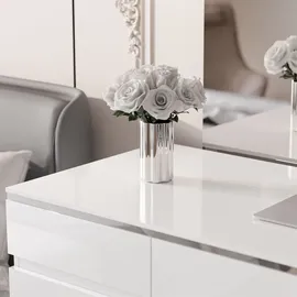 Lukmebel Schreibtisch AURORA SILVER mit Schubladen - Silber/Weiß