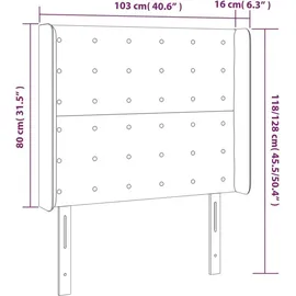 vidaXL LED Kopfteil Hellgrau 103x16x118/128 cm Samt