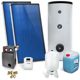 Solar-Paket für Brauchwasser 2x AMP 2.0 Flachkollektor 4,02 qm 300 Liter Solar-Brauchwasserspeicher