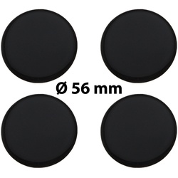 4 x Ø 56 mm Polymere Aufkleber / Schwarz / Nabenkappen, Felgendeckel