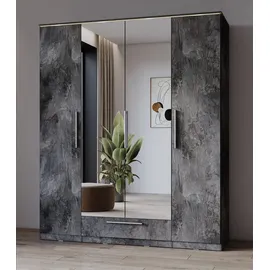 INOSIGN »India, FSC-zertifizierter Holzwerkstoff, Made in Europe«, (in Schieferoptik oder weiß mit Beleuchtung und Fernbedienung, 181 oder 225x215x60cm