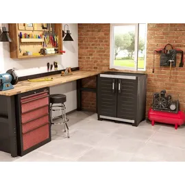 KETER Niedriger Lagerschrank Garage XL 99 x 54 x 89 cm Schwarz