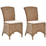 Krines Home Esszimmerstuhl 2er Set Esszimmersessel Rattan Esszimmerstuhl Rattanstuhl Korb-Stuhl braun
