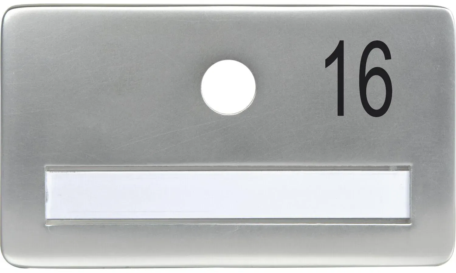SOLIDO Namensschild ohne Spion, Bohrung ø 14, Alu silber eloxiert, Gravur Nr. 16