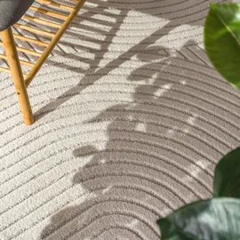 Paco Home Teppich PACO HOME "Cotton 233", beige (creme), B:60cm H:6mm L:110cm, Polypropylen, Teppiche, Teppich, Kurzflor, Uni Farben, Hoch-Tief-Effekt, Scandi-Look, Outdoor geeignet