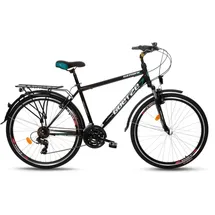 T&Y Trade 28 Zoll Herren City Trekking Fahrrad Trekkingfahrrad Herrenrad CITYFAHRRAD Herrenfahrrad Rad Bike 18 Shimano Gang Beleuchtung STVO Federgabel Gabelfederung GOETZE Gemini Schwarz Türkis