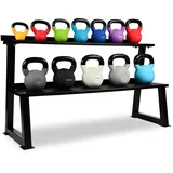 MSPORTS Kettlebell Rack - 2 Ebenen, für 14 Kugelhanteln, Schwarz, Stahl