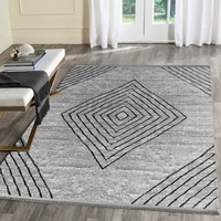 Mynes Home Waschbarer Teppich für Wohnzimmer, Pflegeleichte Waschbare Teppiche mit Baumwollerücken, Waschmaschinengeeignet - Raute Grau, 80x150 cm