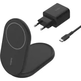 Belkin BoostCharge - Kabelloses Ladegerät - magnetisch, faltbar, mit Qi2 + AC-Netzteil
