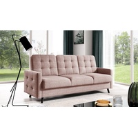 Fun Möbel Sofa 3-Sitzer Schlafsofa Designersofa GARNET in Stoff Luis, Inkl. 1 x Bettkasten und Schlaffunktion, Rundumbezug rosa