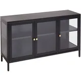 Beliani Sideboard mit Glastüren NEWPORT Metall 115 cm Schwarz