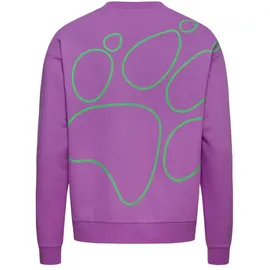 Jack Wolfskin Celebrate The Paw Crewneck Sweatshirt - Paw Foxglove - L