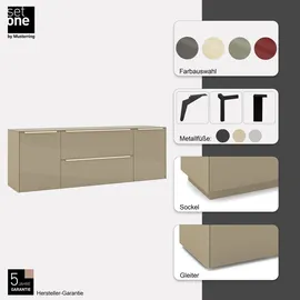 Set One by Musterring Reno Lowboard 182 cm Grau/Glas Holzwerkstoff