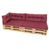 TexDeko Palettenkissen Set Modell: Comfort 5-TLG, Palettenkissen Set wasserabweisend, Premium Qualität, pflegeleicht rot