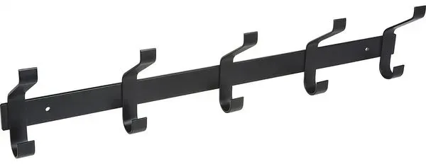 Alles im Griff Garderobenleiste mit 5 Kleiderhaken Akis, Breite 345mm - Wandhaken zum Schrauben - Garderobenhaken, Stahl schwarz matt