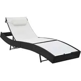 Sonnenliege mit Kissen Poly-Rattan Schwarz