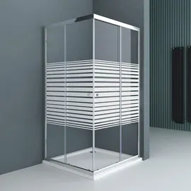 SoGood Doporro Eckeinstieg Duschkabine mit Schiebetür 80 x 75 cm transparent 6mm ESG Glas
