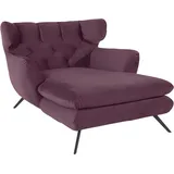 Candy Loveseat 3C CANDY "Beatrice Loungesessel", rot (bordeaux), B:126cm H:95cm T:160cm, Samt-Optik (100% Polyester), Sessel, mit Knopfheftung im Rücken, Fernsehsessel, Relaxsessel