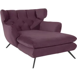 Candy Loveseat 3C CANDY "Beatrice Loungesessel", rot (bordeaux), B:126cm H:95cm T:160cm, Samt-Optik (100% Polyester), Sessel, mit Knopfheftung im Rücken, Fernsehsessel, Relaxsessel