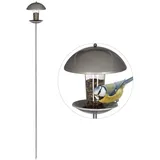 Relaxdays Vogelfutterspender silber 20,0 x 20,0 x 172,0 cm, 1 St.