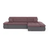 DOMO collection Ecksofa »Moric, L-Form, XXL-Sofa - Breite 300cm«, wahlweise mit Bettfunktion und Armteilverstellung, grau-beere bunt