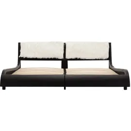 vidaXL Bettgestell mit LED Schwarz und Weiß Kunstleder 180x200 cm vidaXL