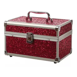 MARELIDA® Schmuckkoffer in Rot mit Glitzeroptik - Premium Schmuckkästchen für Schmuck
