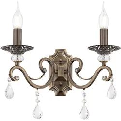 Wandlampe Wandleuchte Flurleuchte Wohnzimmerlampe Metall messing beige H 39cm